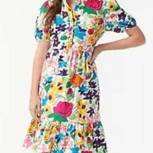 J Crew Puff-sleeve dress in vibrant garden print